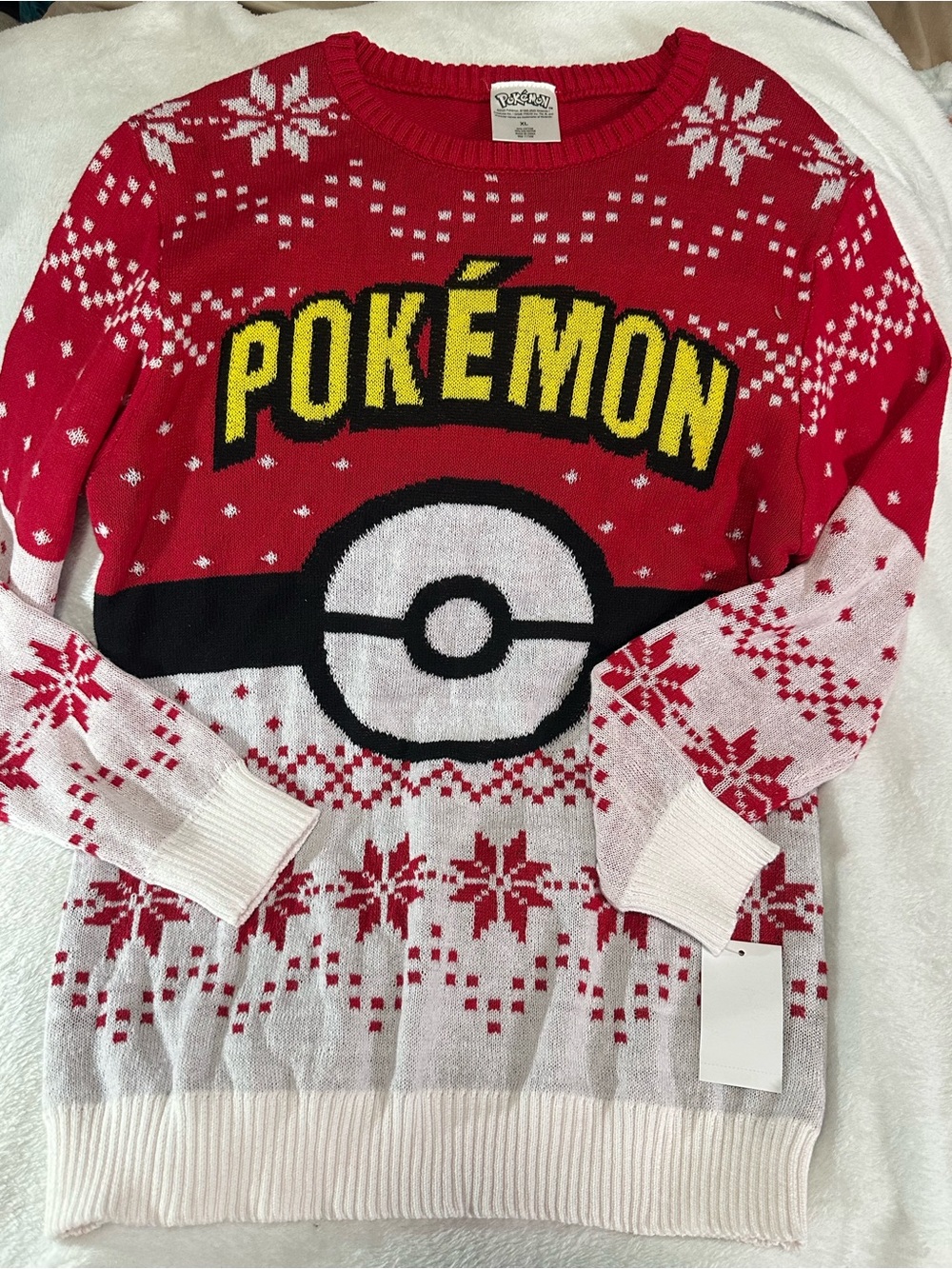 Pokémon Pokéball Ugly Christmas Sweater Red Knit Holiday Jumper